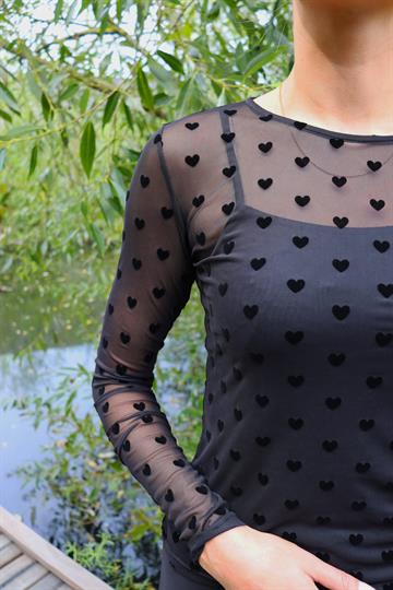 Liberté - Mesh Ls Tshirt - Black Flock Heart