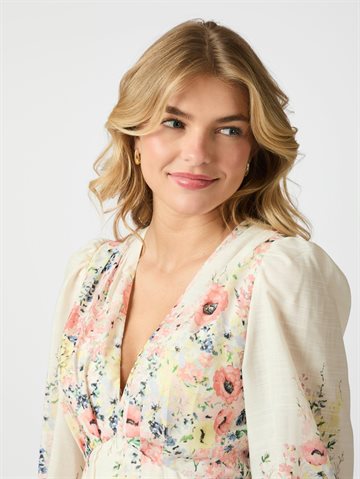 Neo Noir - Silfi Flower Print Dress - Creme 
