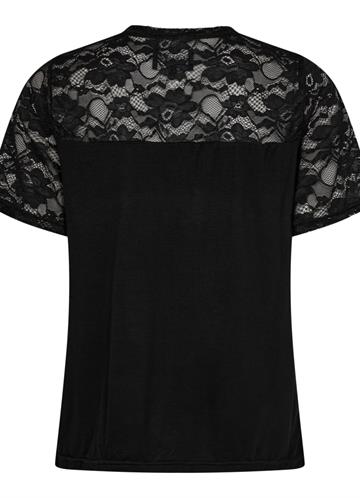 Liberté - Isa SS Lace Sleeve T-Shirt - Sort